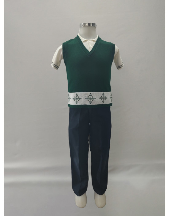 Chaleco Escolar en Tejido de Punto Cuello V Verde